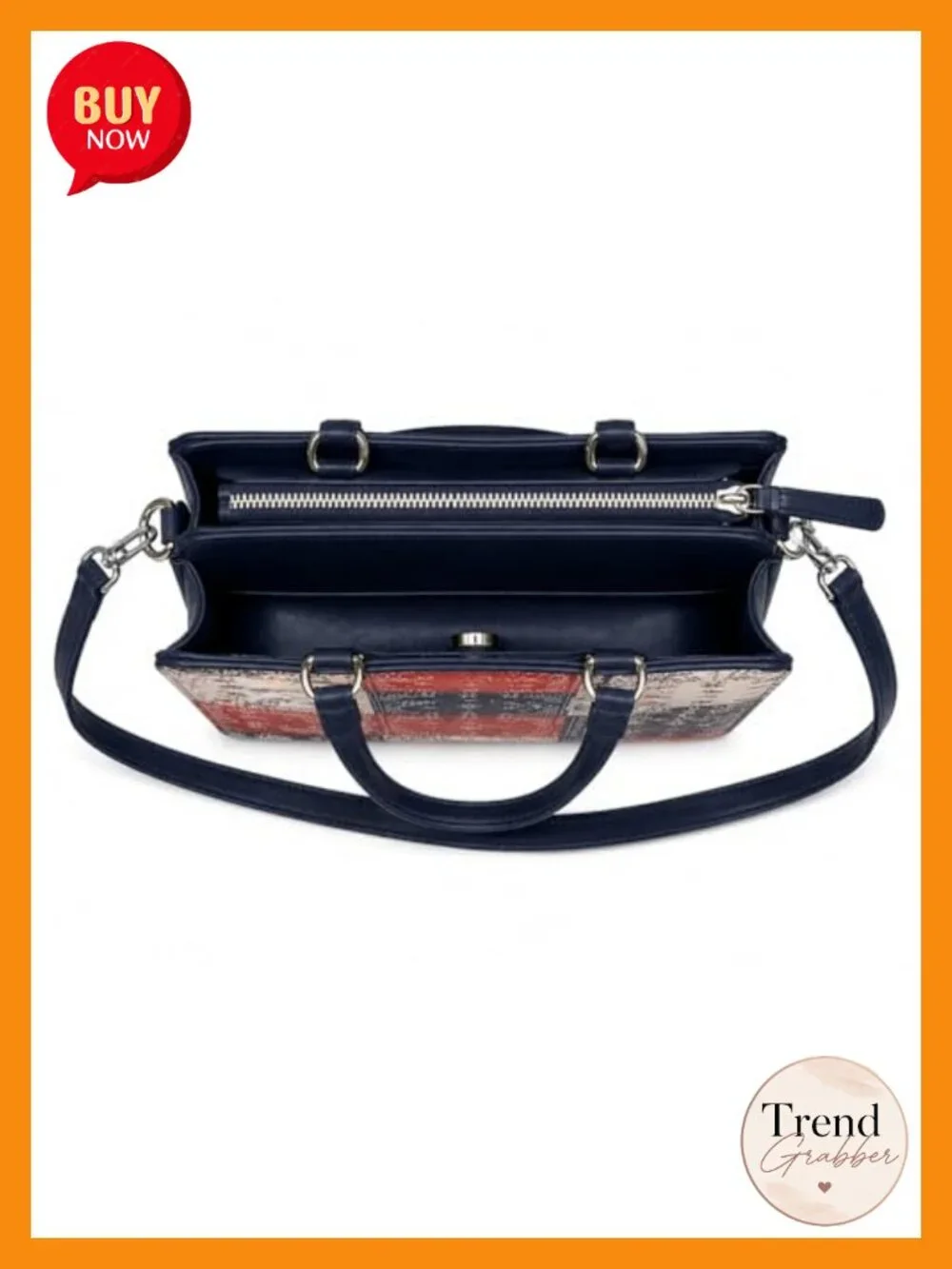 Faux Leather Satchel with Crossbody Strap and ID Holder